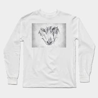 Wolf - Handmade Pencil Drawing Long Sleeve T-Shirt